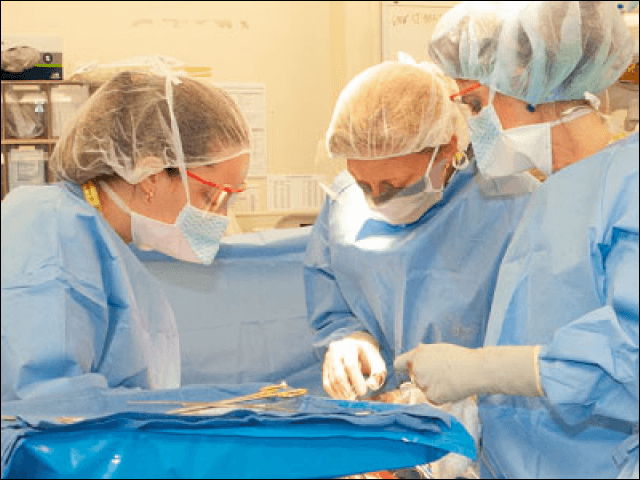 Doctors working on a patient