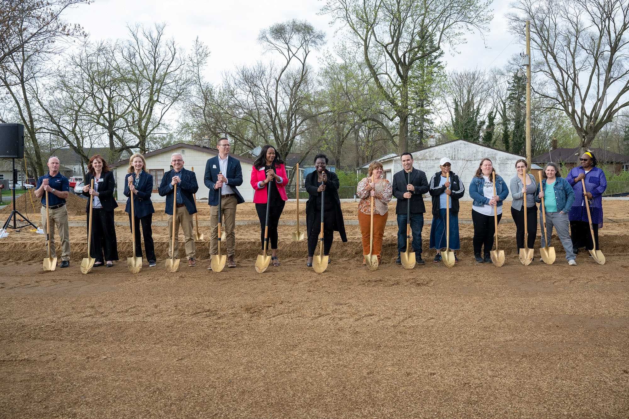 Foundation team members at a groundbreaking