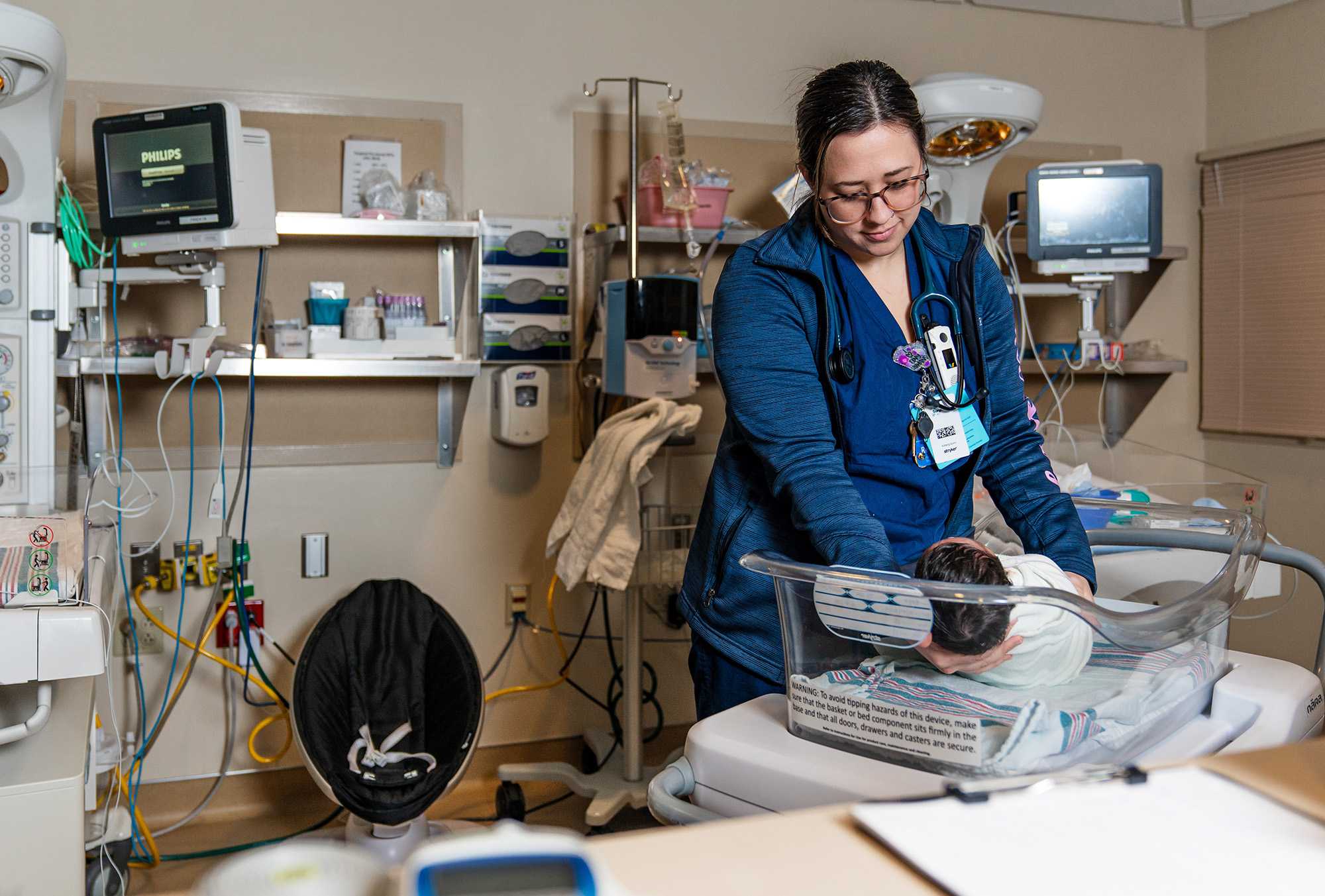 Nurse with newborn