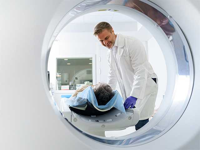 Patient gets a magnetic resonance imaging (MRI) scan