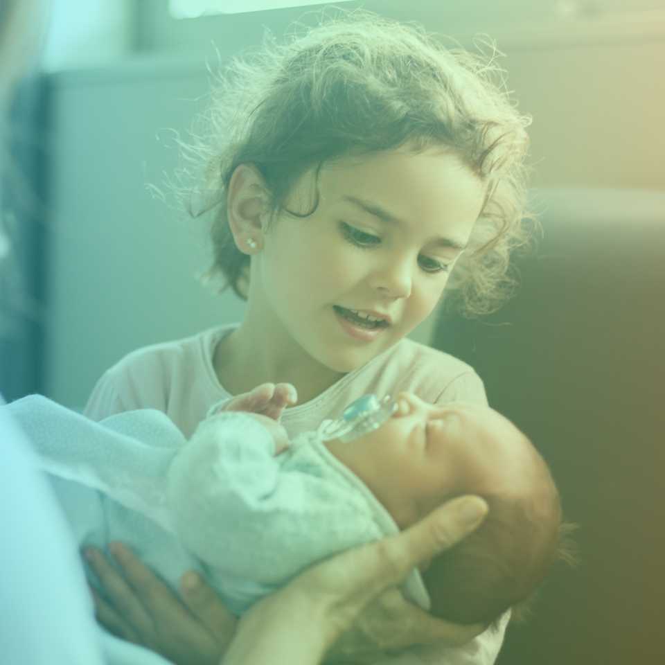 Young child holding a baby